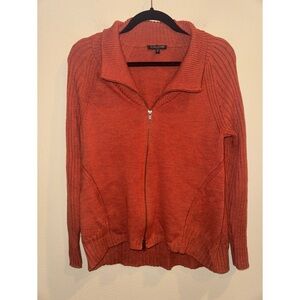 Eileen Fisher Rust Zip Up Sweater 100% Merino Wool Size Petite‎ Small